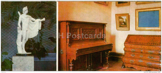 Apollo Belvedere sculpture - performance room - piano - Alupka Palace Museum - Crimea - 1982 - Ukraine USSR - unused - JH Postcards