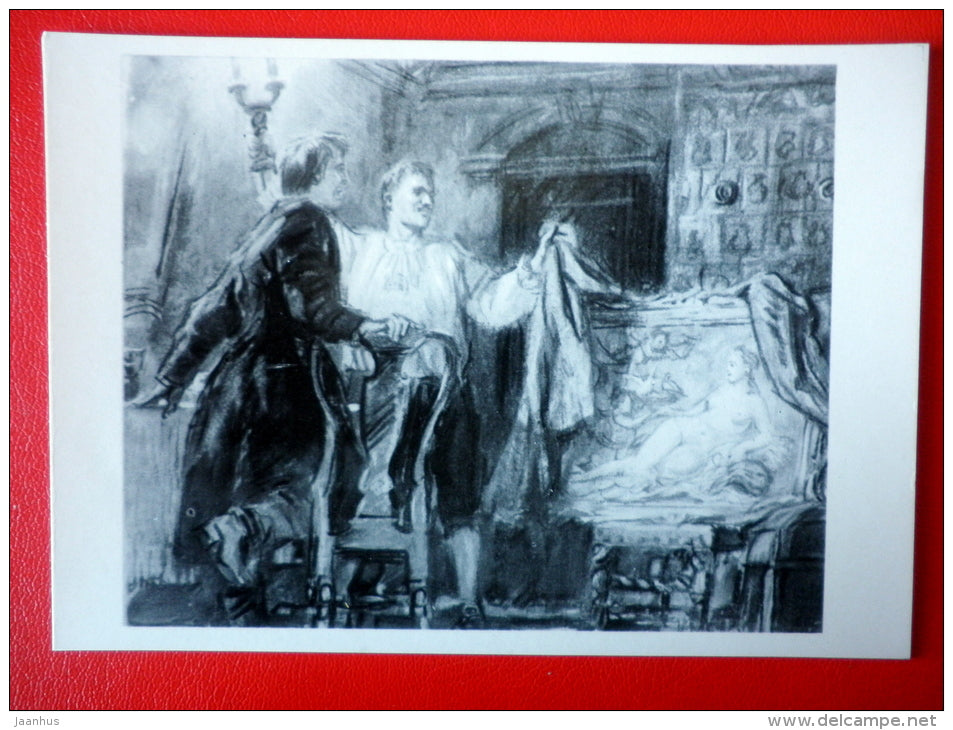 illustration by D. Shmarinov . Gavrila and Golikov - painting- Novel by A. Tolstoy Peter I - 1978 - Russia USSR - unused - JH Postcards