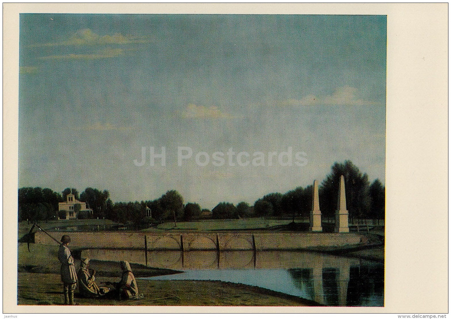 painting by G. Soroka - Spasskoye Country Estate . The Dam , 1840s - Russian art - 1974 - Russia USSR - unused - JH Postcards