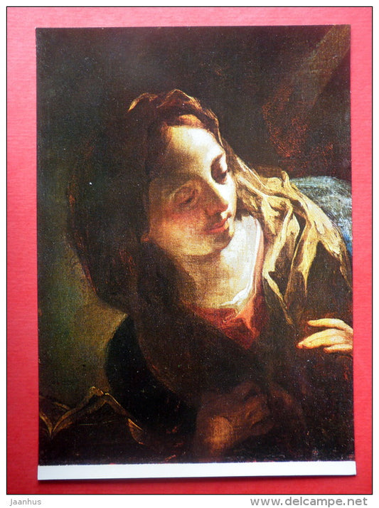 Painting by Petr Brandl - Head of the Virgin from the Annunciation , 1705 - bohemian art - unused - JH Postcards