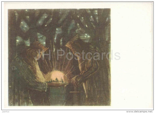 painting by M. Ciurlionis - A Fairy-Tale . Triptych , Part III - Kings - lithuanian art - unused - JH Postcards