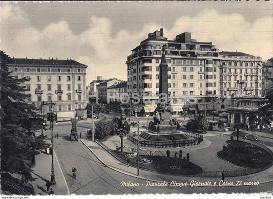 Milano - Milan - Piazzale Cinque Giornate e Corso 22 Marzo - old postcard - 1952 - Italy - used - JH Postcards