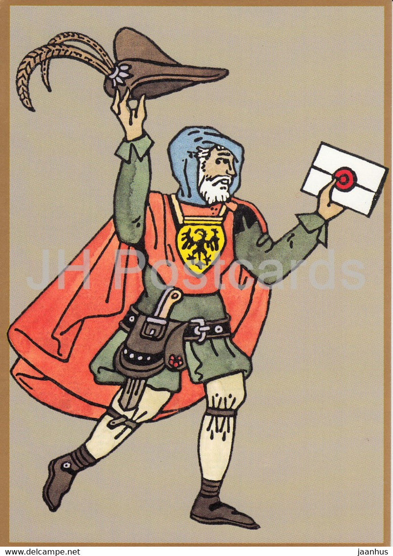Briefbote im 15 Jahrhundert - Mail Carrier - illustration - Germany - unused - JH Postcards