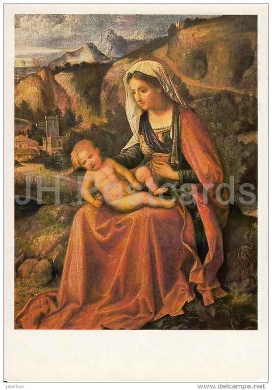 painting by Giorgione - Madonna with Child - baby - Italian art - Russia USSR - 1984 - unused - JH Postcards