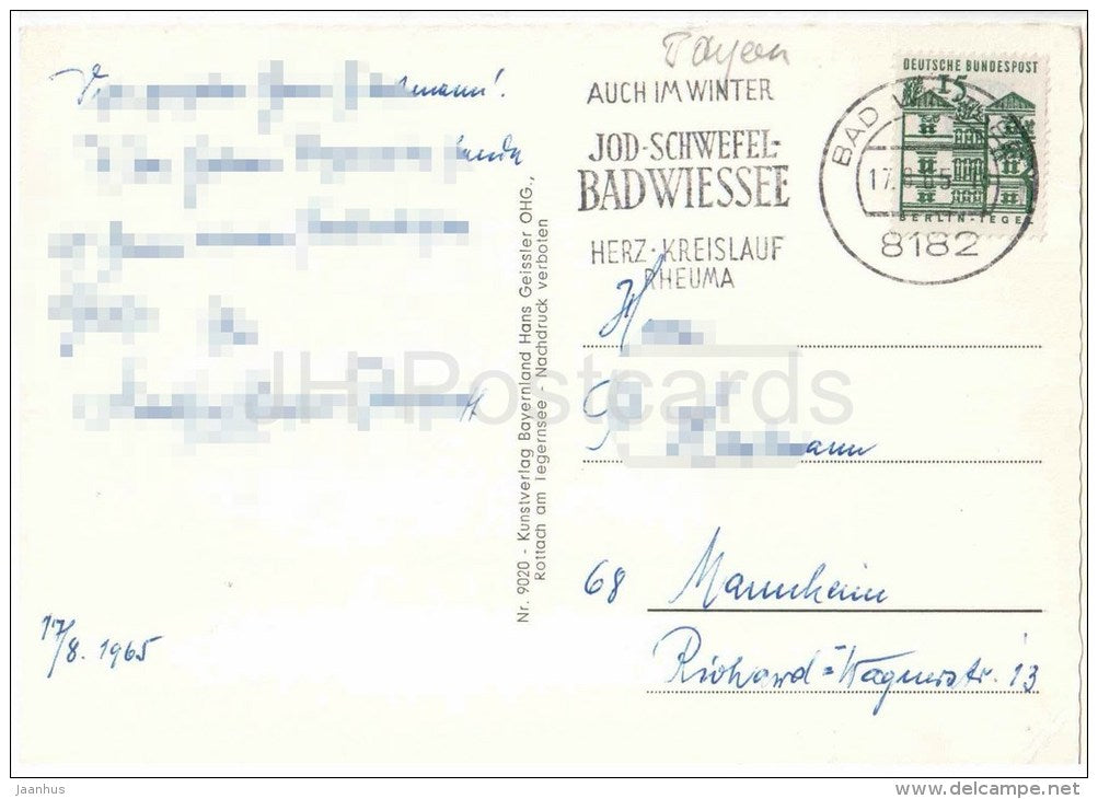 Bad Wiessee - Kurpromenade , Wallberg - Germany - 1965 gelaufen - JH Postcards