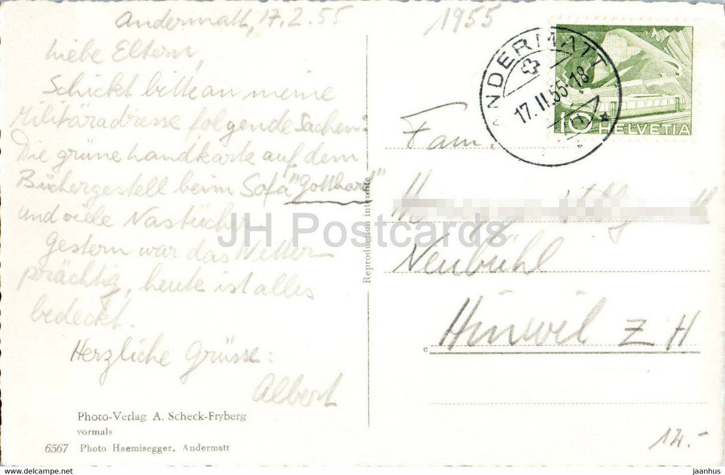 Ausblick v Sportzug auf Andermatt - 6567 - carte postale ancienne - 1955 - Suisse - utilisé