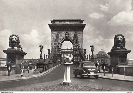 Budapest - Lanchid - Driveway to the Chain Bridge in Buda - old car - Hungary - unused