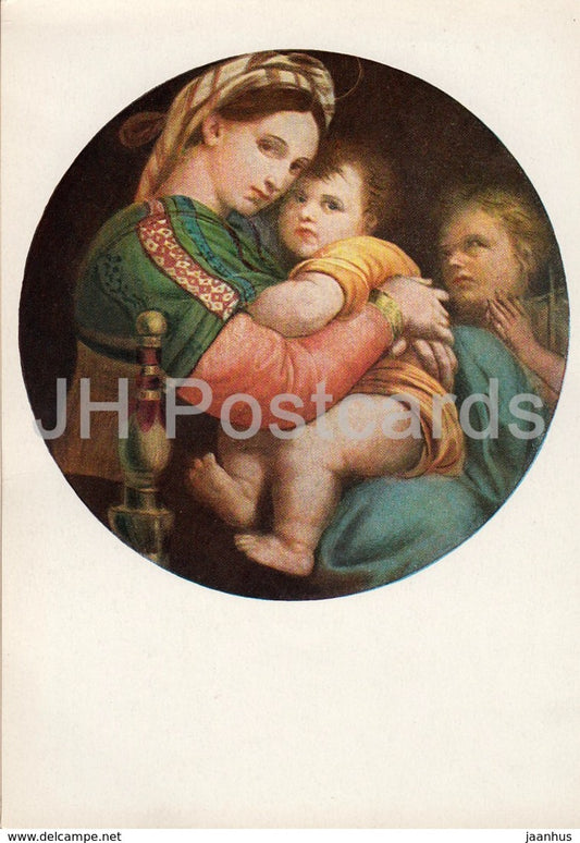 painting by Raphael Santi - Madonna della Sedia - Italian art - Germany DDR - unused - JH Postcards