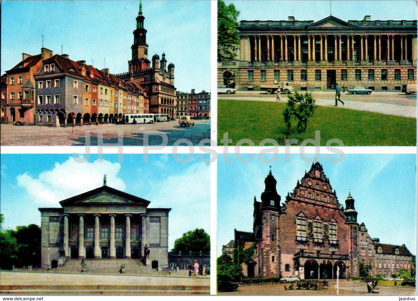 Poznan - Fragment Starego Rynku - Opera - Biblioteka - university - library - theatre - Poland - unused - JH Postcards