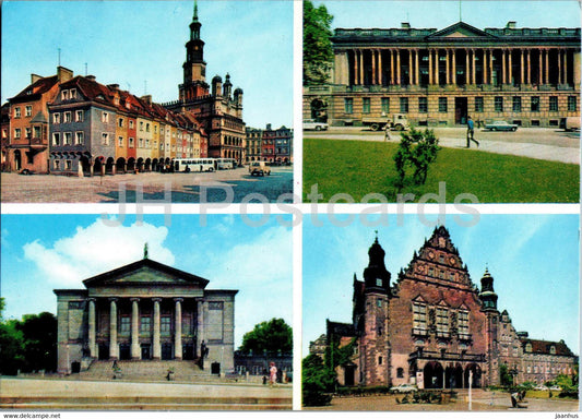 Poznan - Fragment Starego Rynku - Opera - Biblioteka - university - library - theatre - Poland - unused - JH Postcards
