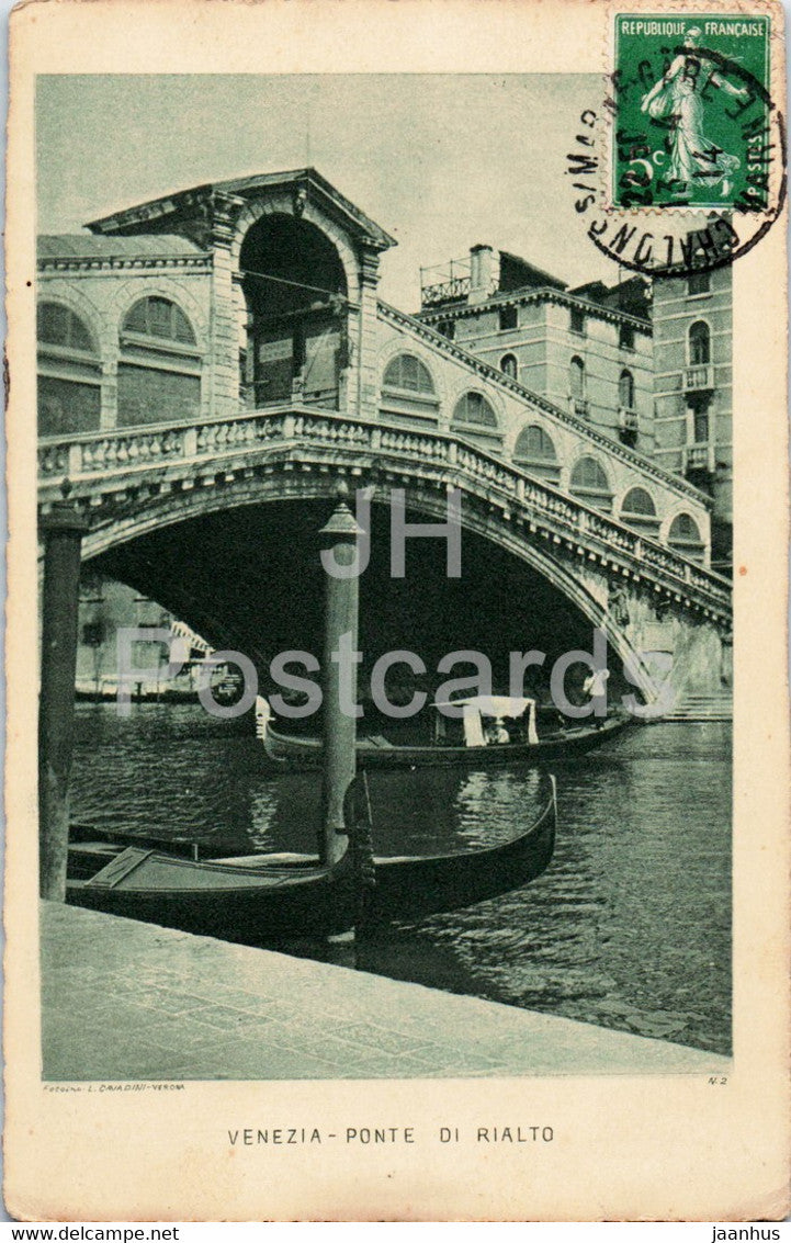 Venezia - Venice - Ponte di Rialto - bridge - old postcard - 1914 - Italy - used - JH Postcards