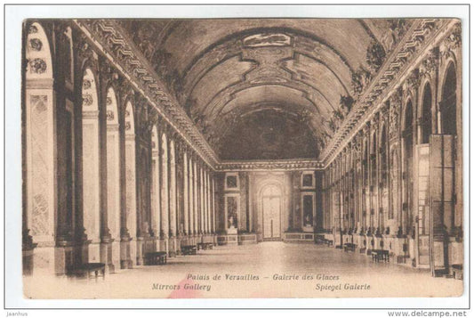 Palais de Versailles - Galerie des Glaces - Mirrors Gallery - old postcard - France - unused - JH Postcards