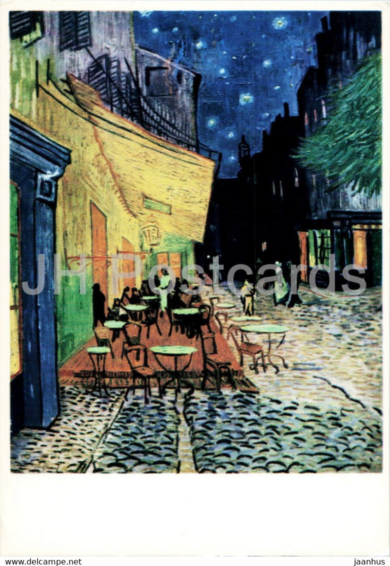 painting by Vincent van Gogh - Le Cafe Le Soir - Cafe at night - Dutch art - 1990 - France - unused - JH Postcards