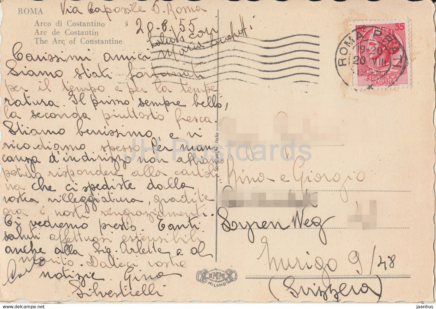Roma - Rome - Arco di Costantino - The Arc of Constantine - old postcard - 1955 - Italy - used