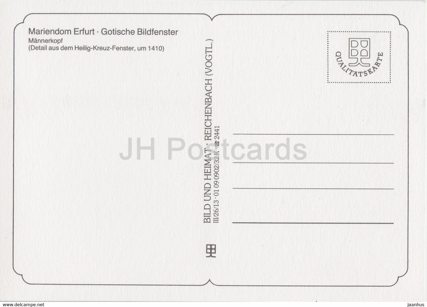 Mannerkopf - Mariendom Erfurt - Gotische Bildfenster - cathedral - DDR Germany - unused