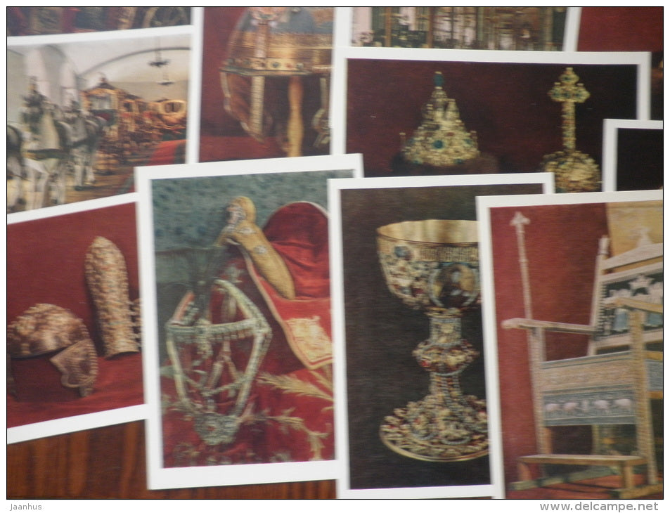 Kremlin Armory - set of 12 postcards - with ORIGINAL TICKET of Armoury museum!!!! - Moscow - 1956 - Russia USSR - unused - JH Postcards
