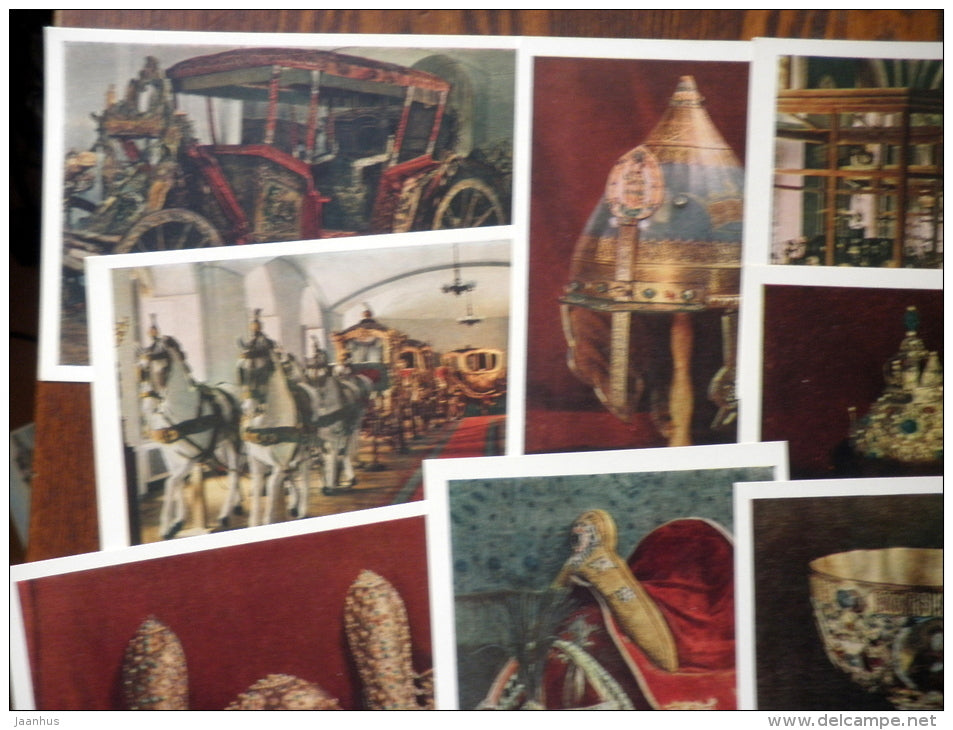 Kremlin Armory - set of 12 postcards - with ORIGINAL TICKET of Armoury museum!!!! - Moscow - 1956 - Russia USSR - unused - JH Postcards