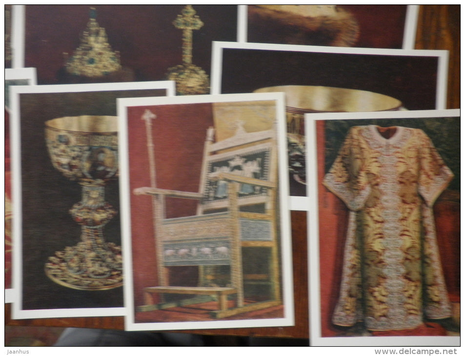 Kremlin Armory - set of 12 postcards - with ORIGINAL TICKET of Armoury museum!!!! - Moscow - 1956 - Russia USSR - unused - JH Postcards