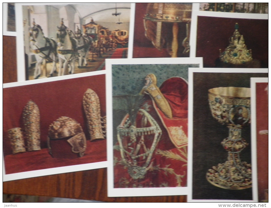 Kremlin Armory - set of 12 postcards - with ORIGINAL TICKET of Armoury museum!!!! - Moscow - 1956 - Russia USSR - unused - JH Postcards