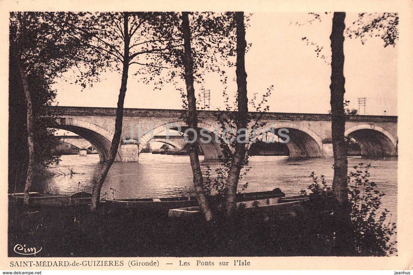 Saint Medard de Guizieres - Les Ponts sur l'Isle - bridge - old postcard - 1939 - France - used - JH Postcards