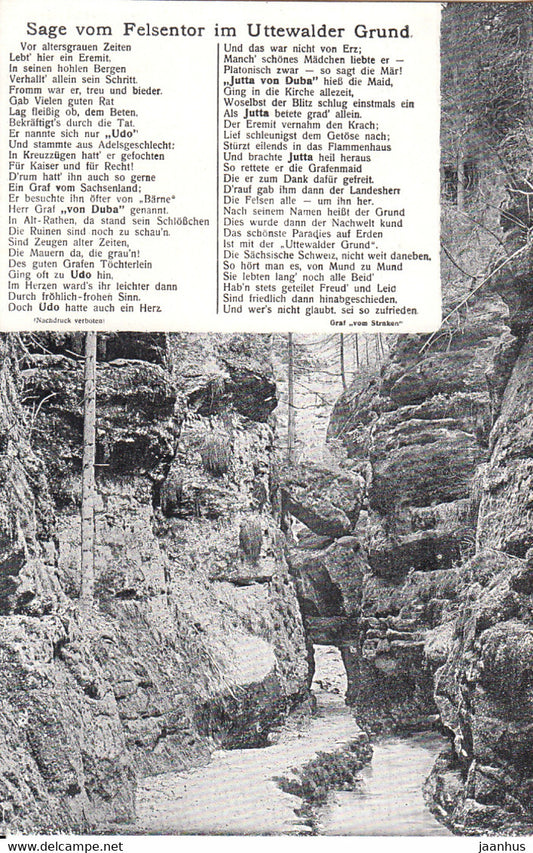 Sage vom Felsentor im Uttewalder Grund - old postcard - Germany - unused - JH Postcards