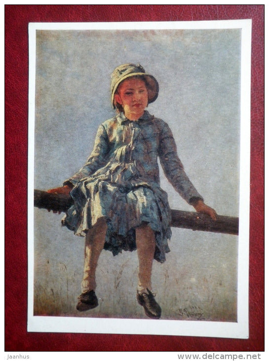 painting by Ilya Repin - Portrait of the Artist's Daughter , 1884 - russian art - unused - JH Postcards