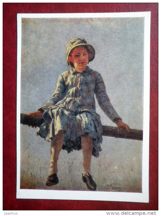 painting by Ilya Repin - Portrait of the Artist's Daughter , 1884 - russian art - unused - JH Postcards