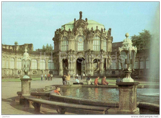 Blick zum Glockenspielpavilion - View of the Carillon Pavilion - Zwinger - Dresden - Germany - DDR - unused - JH Postcards