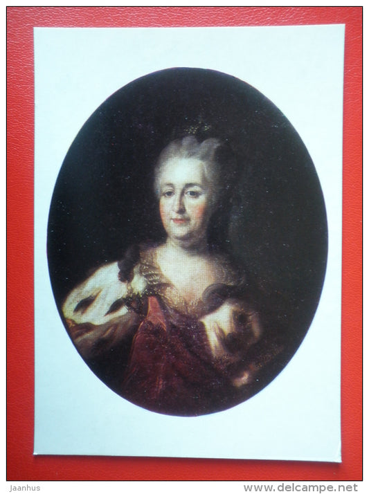 painting by D. Levitzky . Portrait of Catherine II - russian art - unused - JH Postcards