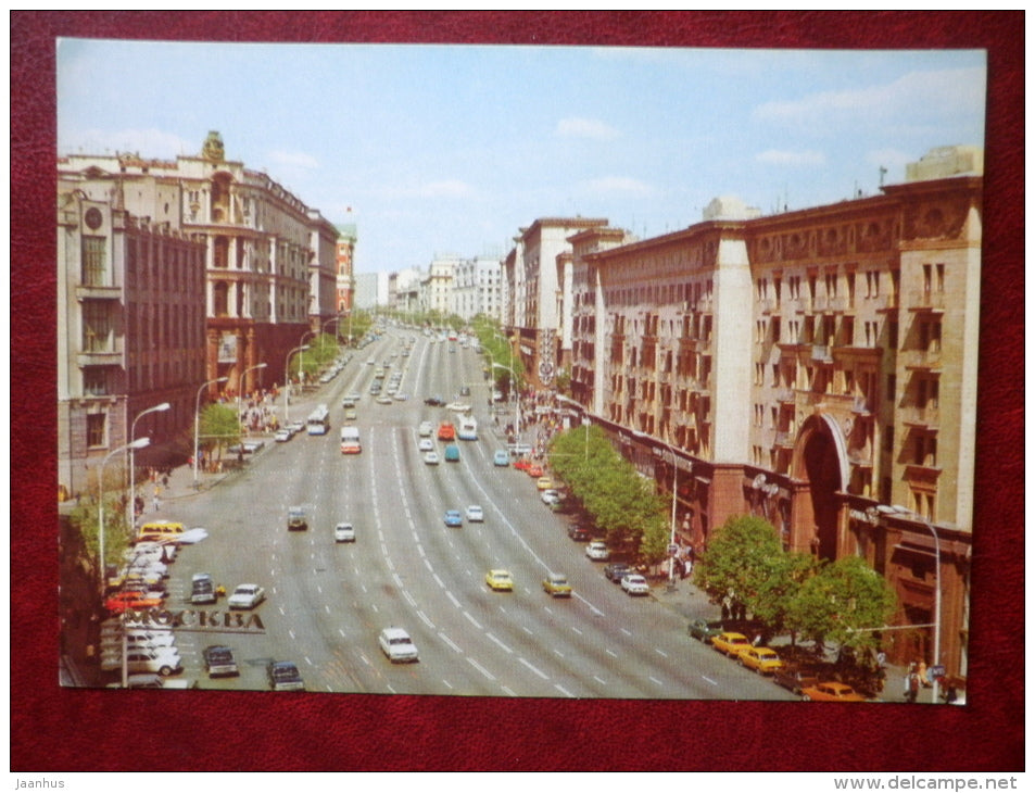 Gorky street - transport - Moscow - 1980 - Russia USSR - used - JH Postcards