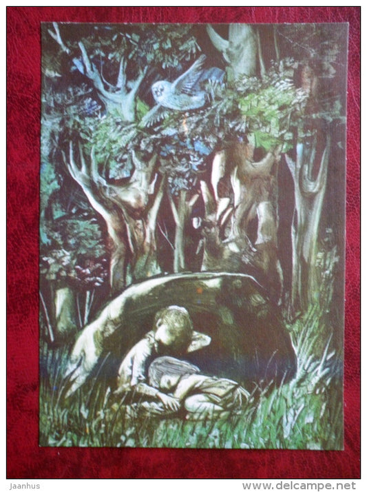 Illustration by Edgar Valter - from book Nukitsamees by Oskar Luts - owl - 1981 - Estonia USSR - unused - JH Postcards