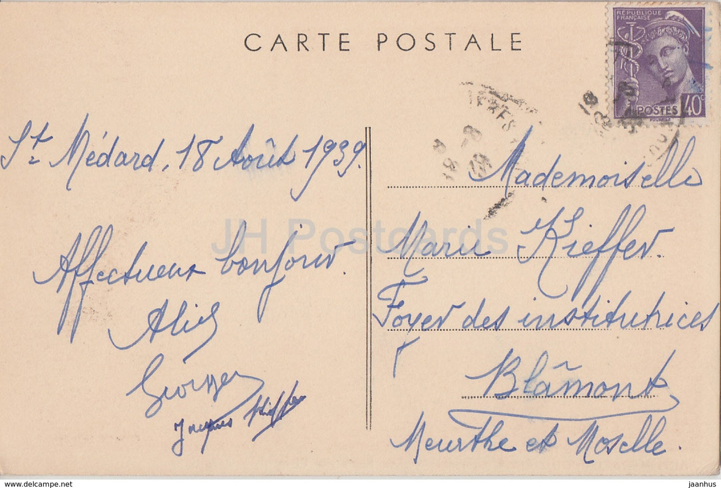 Saint Medard de Guizieres - Les Ponts sur l'Isle - bridge - old postcard - 1939 - France - used