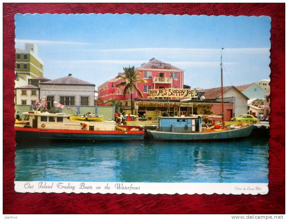 Nassau in the Bahamas - out island trading boats on the waterfront -boat - 1964 - Bahamas - unused - JH Postcards