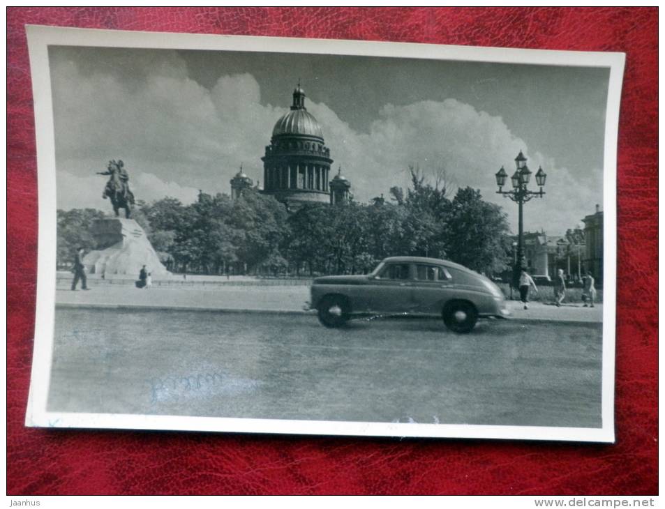 Leningrad - St. Petersburg - Decembrists square - car Pobeda - 1952 - Russia - USSR - unused - JH Postcards