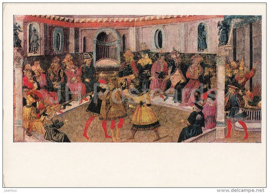 painting by Giovanni da Modena - The murder of Julius Caesar - Italian art - Russia USSR - 1985 - unused - JH Postcards