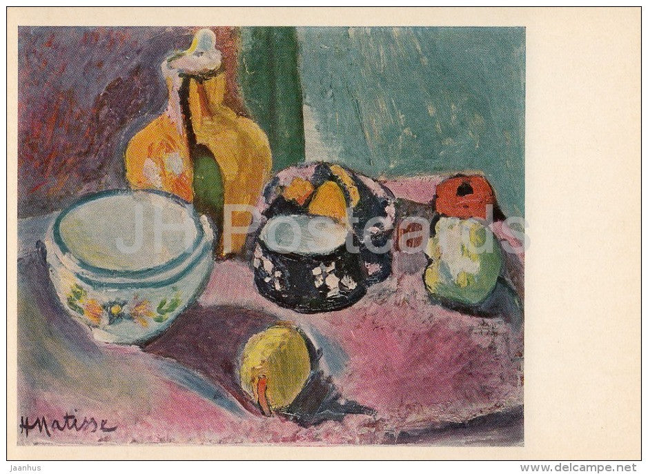 painting by Henri Matisse - Bowl , Cup and Fruit , 1901 - French art - 1969 - Russia USSR - unused - JH Postcards