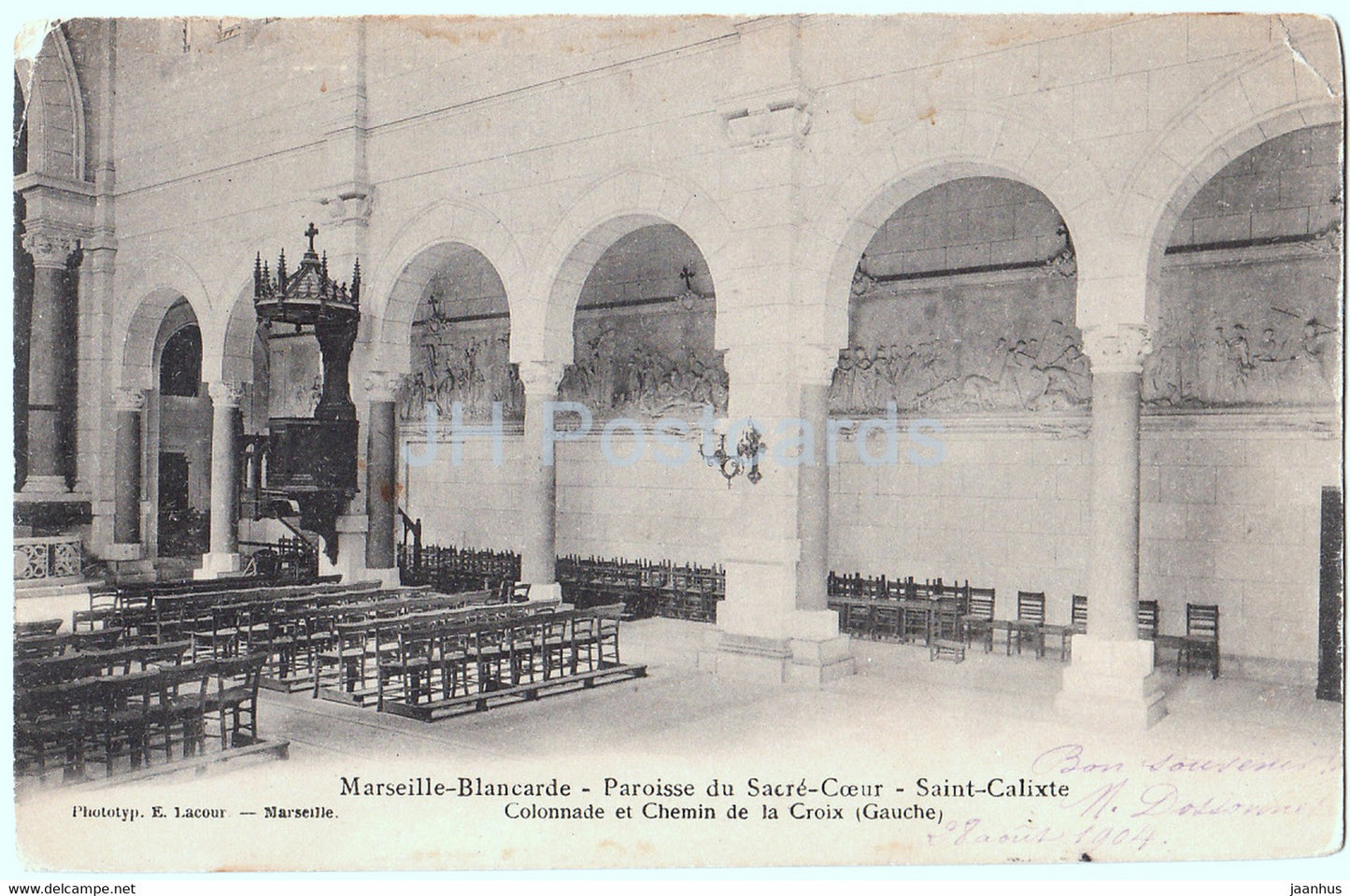 Marseille Blancarde - Paroisse du Sacre Coeur - Saint Calixte - Colonnade - old postcard - 1904 - France - used - JH Postcards