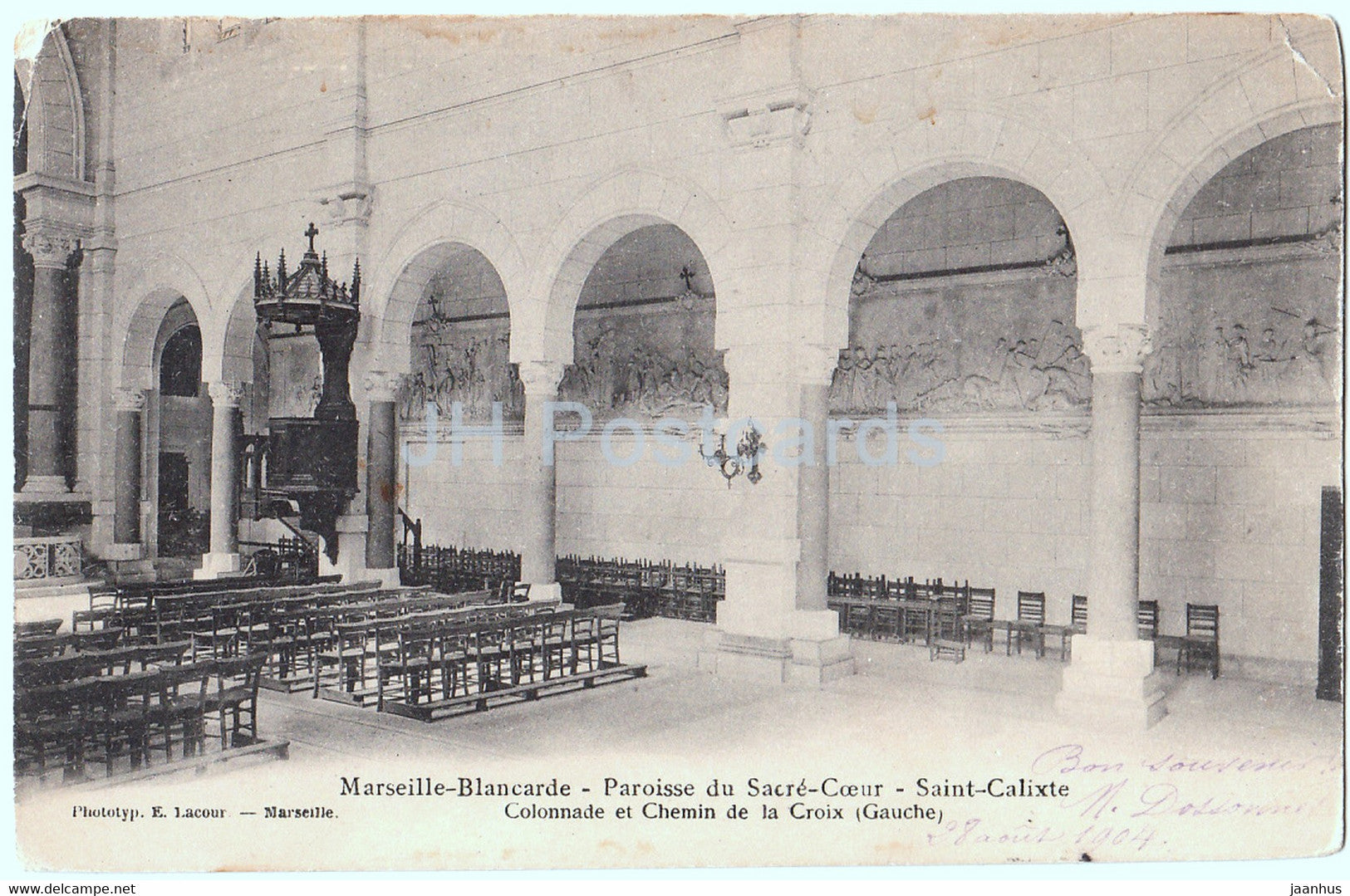 Marseille Blancarde - Paroisse du Sacre Coeur - Saint Calixte - Colonnade - old postcard - 1904 - France - used - JH Postcards