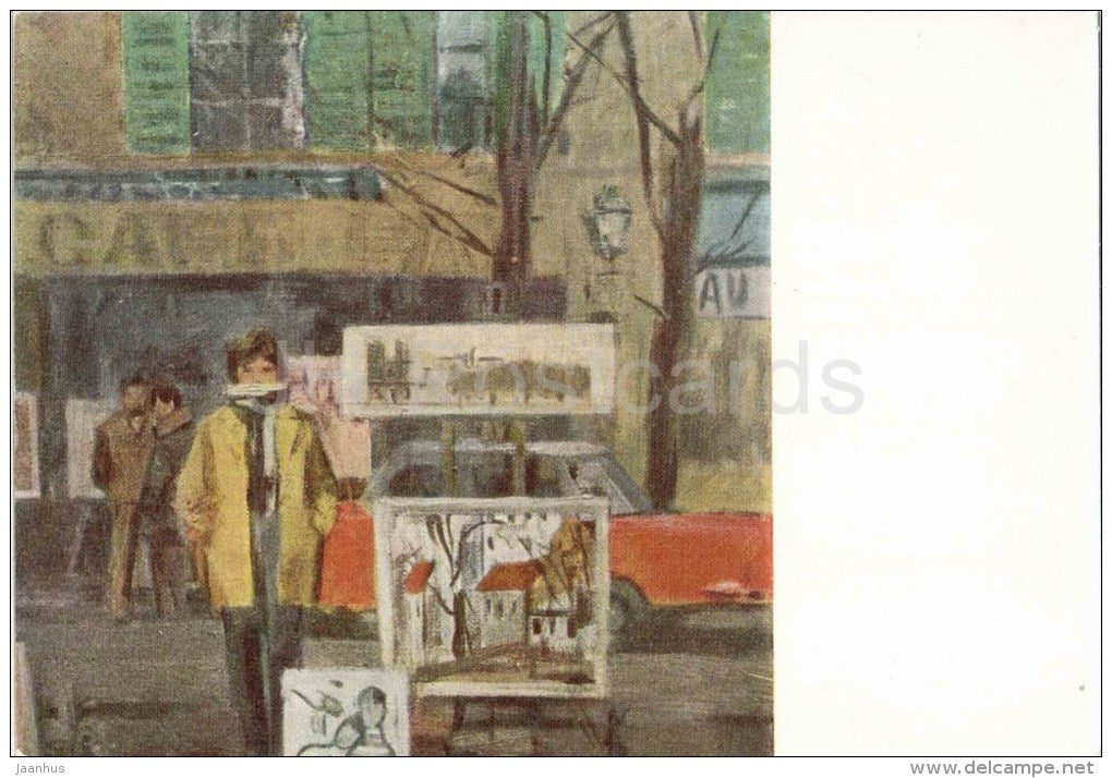 painting by V. Vasilyev - Paris . Montmartre , 1963 - street artist - russian art - unused - JH Postcards
