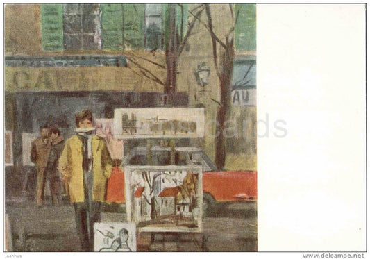 painting by V. Vasilyev - Paris . Montmartre , 1963 - street artist - russian art - unused - JH Postcards