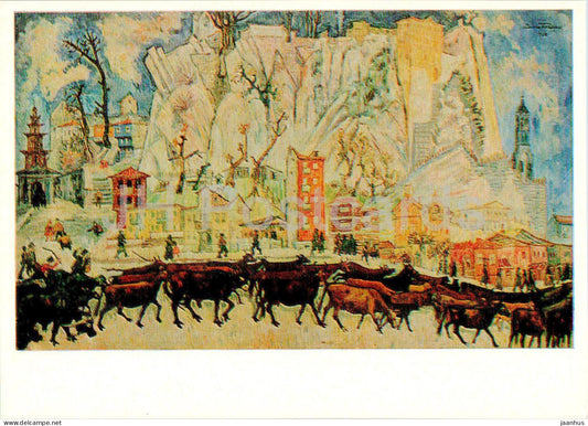 painting by Zlatyu Boyadzhiev - To the slaughter - Bulgarian art - 1978 - Russia USSR - unused - JH Postcards
