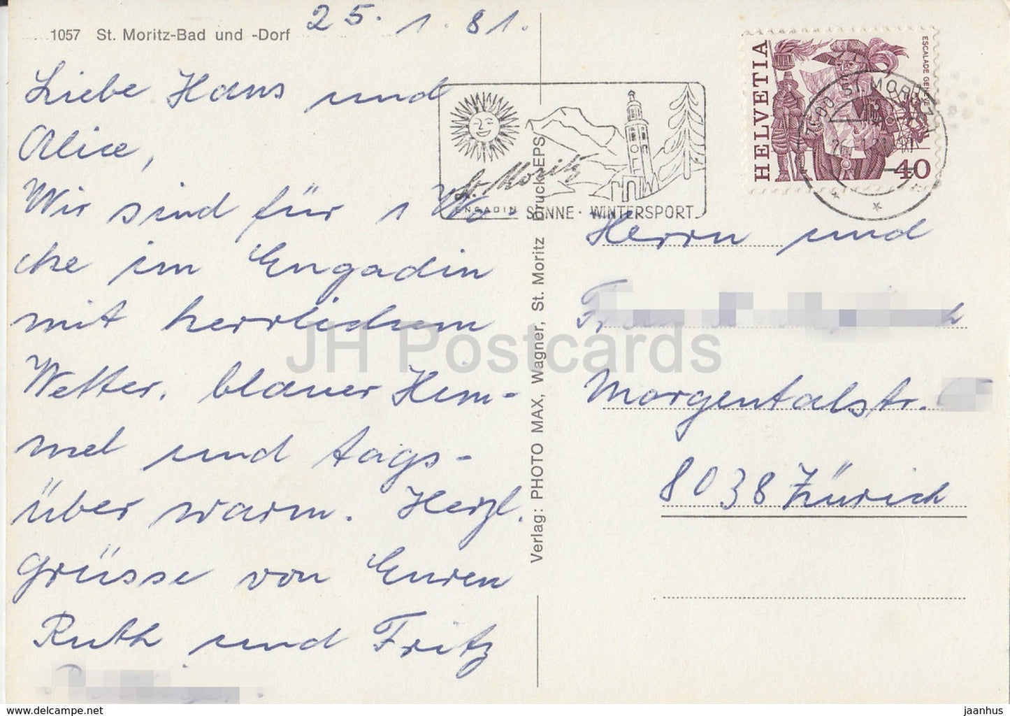 St Moritz Bad und Dorf - 1057 - 1981 - Suisse - d'occasion