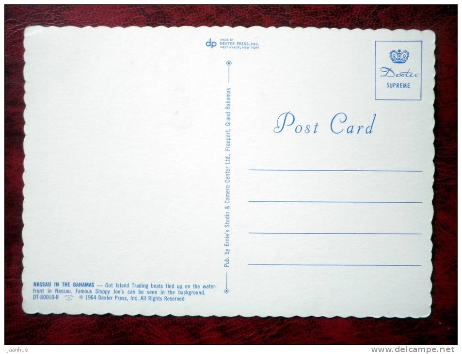 Nassau in the Bahamas - out island trading boats on the waterfront -boat - 1964 - Bahamas - unused - JH Postcards