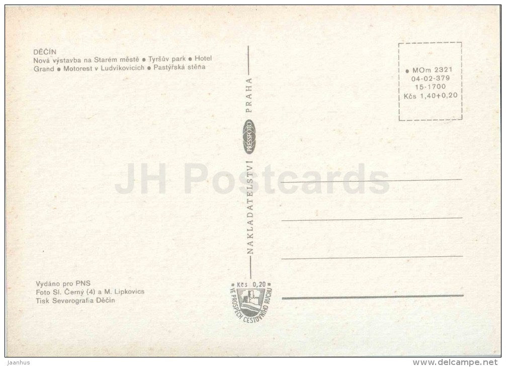 New construction - Tyrsuv park - hotel Grand - roadhouse at Ludvikovchich - Decin - Czech - Czechoslovakia - unused - JH Postcards