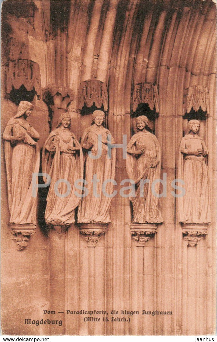 Magdeburg - Dom - Paradiespforte die klugen Jungfrauen - cathedral - old postcard - Germany - unused - JH Postcards