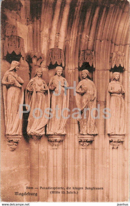 Magdeburg - Dom - Paradiespforte die klugen Jungfrauen - cathedral - old postcard - Germany - unused - JH Postcards