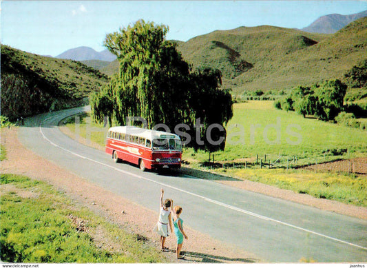 S. A. R. motor coach near Oudtshoorn - bus Mercedes Benz - South Africa - unused - JH Postcards