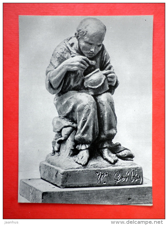 Beggar - sculptor Vincas Grybas - 1965 - USSR Lithuania - unused - JH Postcards