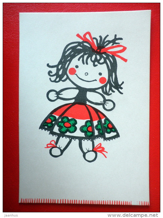 illustration by A. Skliutaskaite - Tyapka Doll - Ambers - 1967 - Russia USSR - unused - JH Postcards
