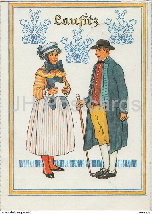 Lausitz - Zeichnung prof. Wilhelm Petersen - Elmshorn - folk costumes - 1969 - Germany - used - JH Postcards